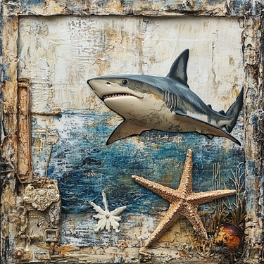 Nautical Sign, Shark Sign, DCO-02579, Sign For Wreath, 10x10